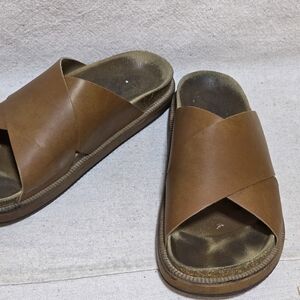 Free People Brown Slide Sandals Minimalist Design